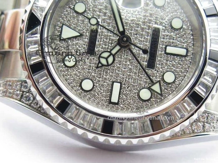0524 Soft GMT-Master II 116759 SS Bp-Maker Black Ruby Crystal Diamond Dial On SS Bracelet A 3766